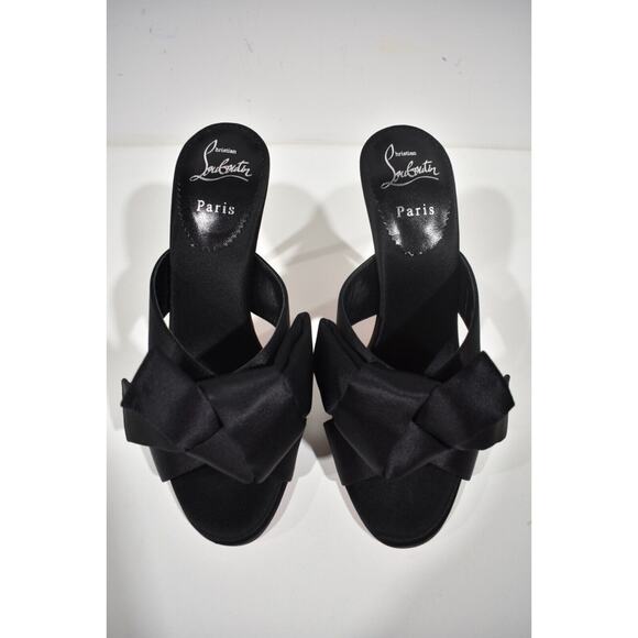 Christian Louboutin Matricia 100 Black Satin Bow Backless Sandal Heel Pump 36 - Picture 7 of 12